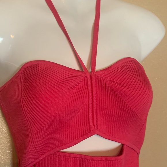 Jonathan Simkhai pink halterr body con mini dresss size L - Picture 4 of 5
